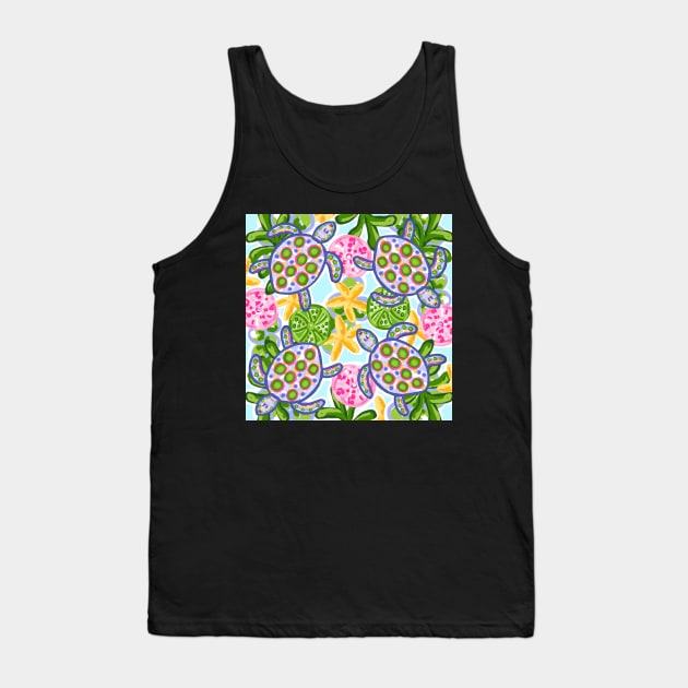 Cute Hand Painted Preppy Sea Turtle Pattern Tank Top by emrdesigns